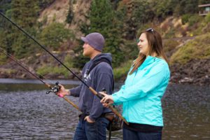 Couple samon fishing